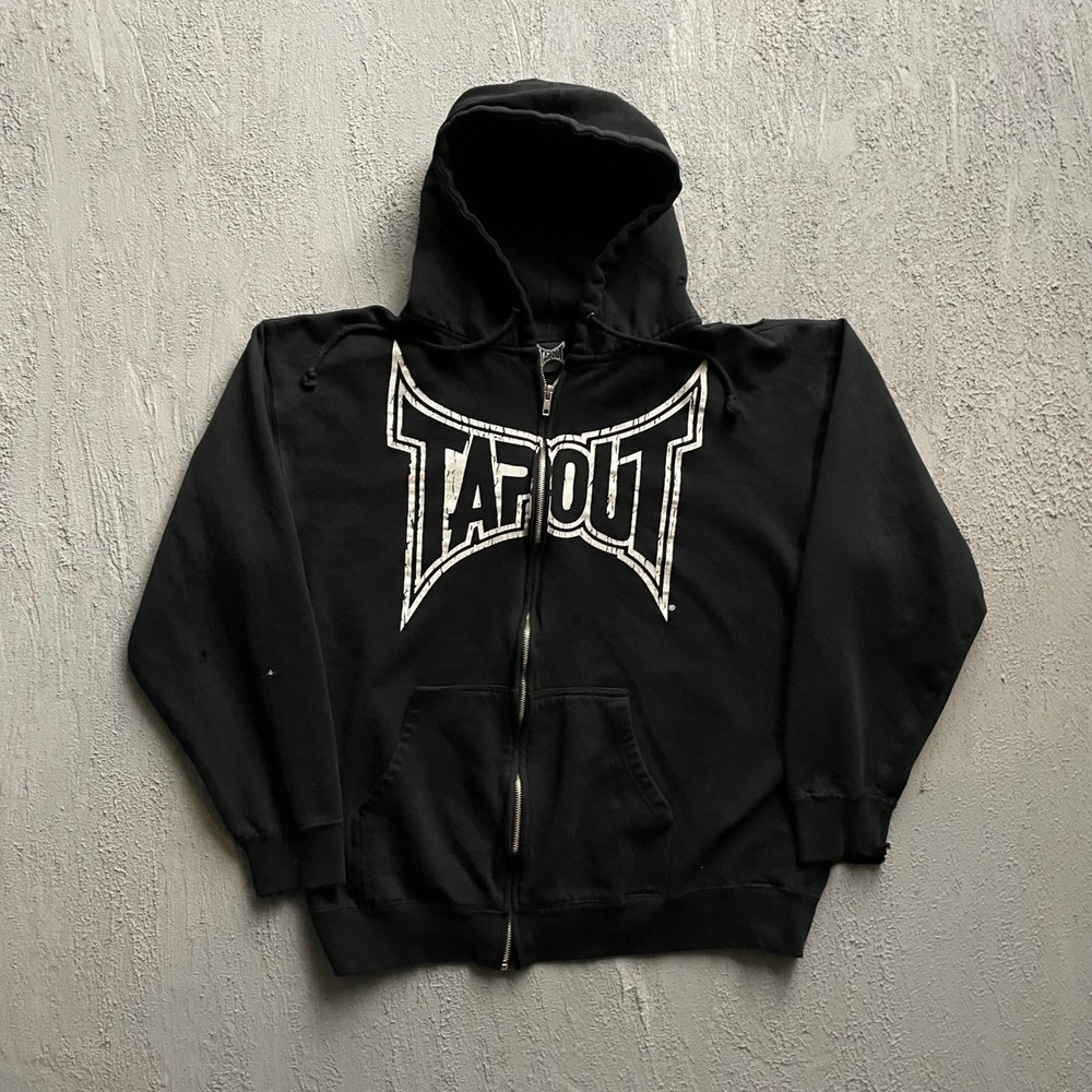 Vintage MMA Graphic Zip Up Hoodie Mens Large Black 2000s Tapout